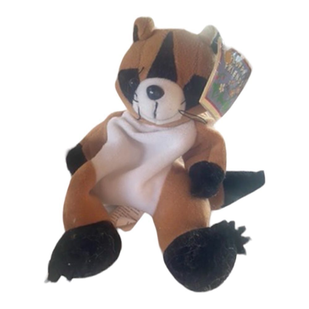 Vintage Floppy Friends Raccoon plush Named Riley 8" NWT
